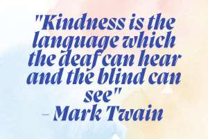 Kindness is the language which the deaf can hear and the blind can see - Mark Twain 